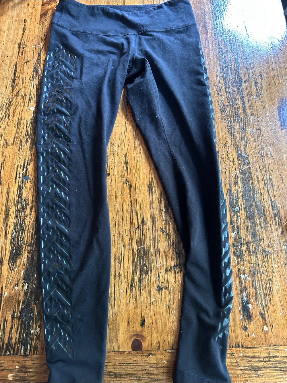lululemon athletica Black Leggings with Reflective Chevron Detail